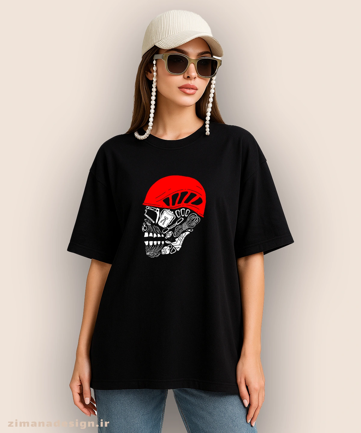 zimanaproduct-1068-l-b4 تیشرت لش مردانه و زنانه طرح اسکلت کوهنوردی کد 1068 - Image 1
