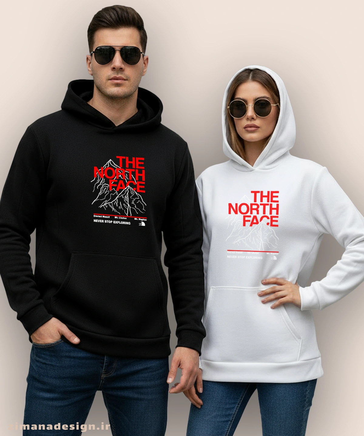 zimanaproduct-1071-h-bw2 هودی مردانه و زنانه طرح کوه نوردی the north face کد 1071 - Image 1