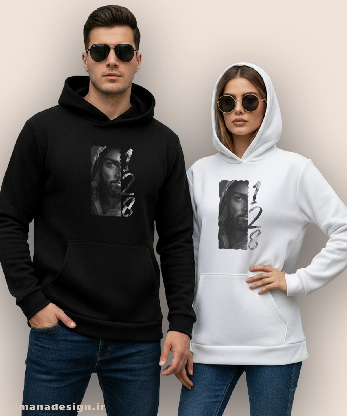 zimanaproduct-1077-h-bw2 هودی مردانه و زنانه مذهبی طرح امام حسین 128 کد 1077 - Image 1