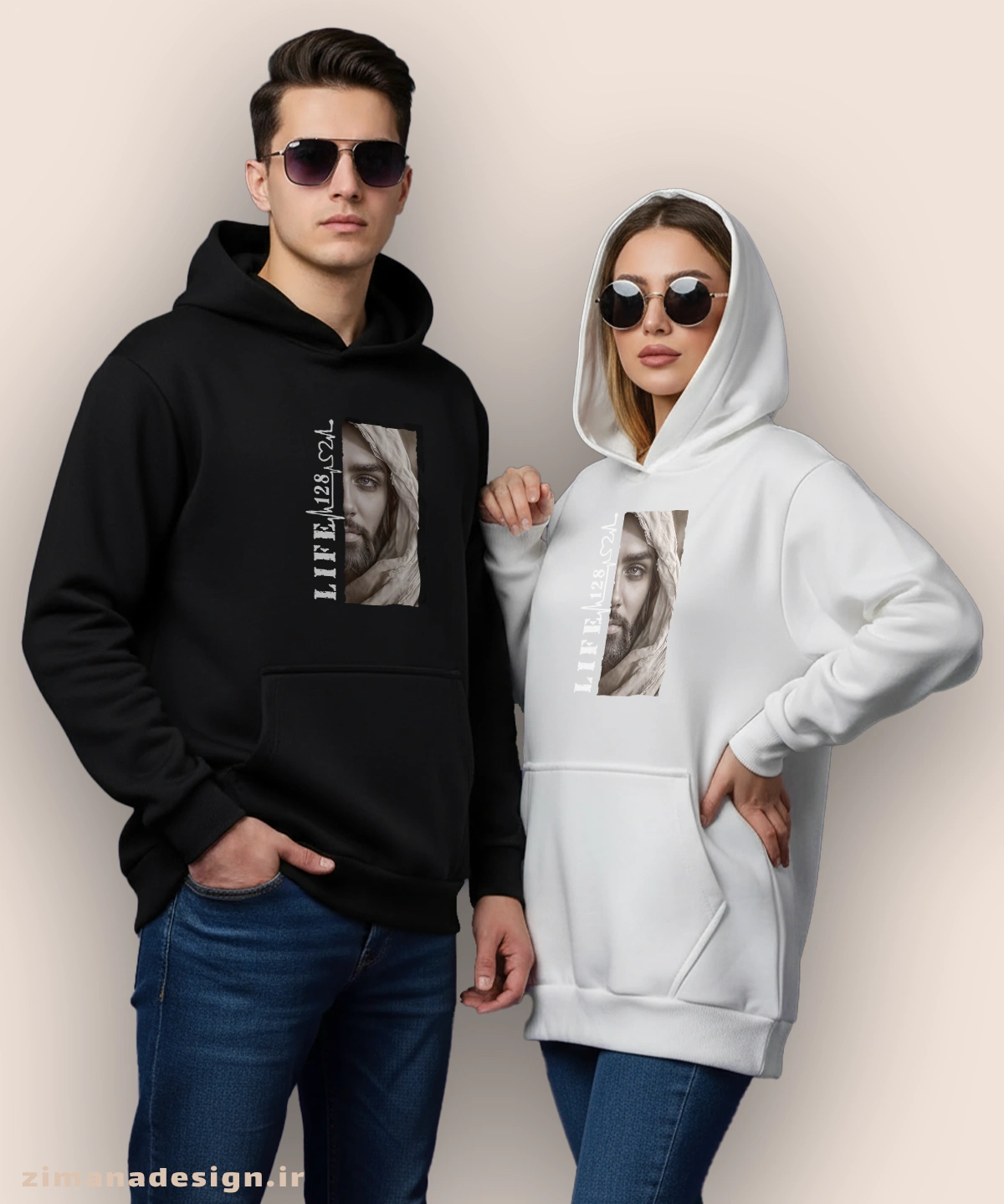 zimanaproduct-1078-h-bw1 هودی مردانه و زنانه مذهبی طرح امام حسین LIFE 128 کد 1078 - Image 1