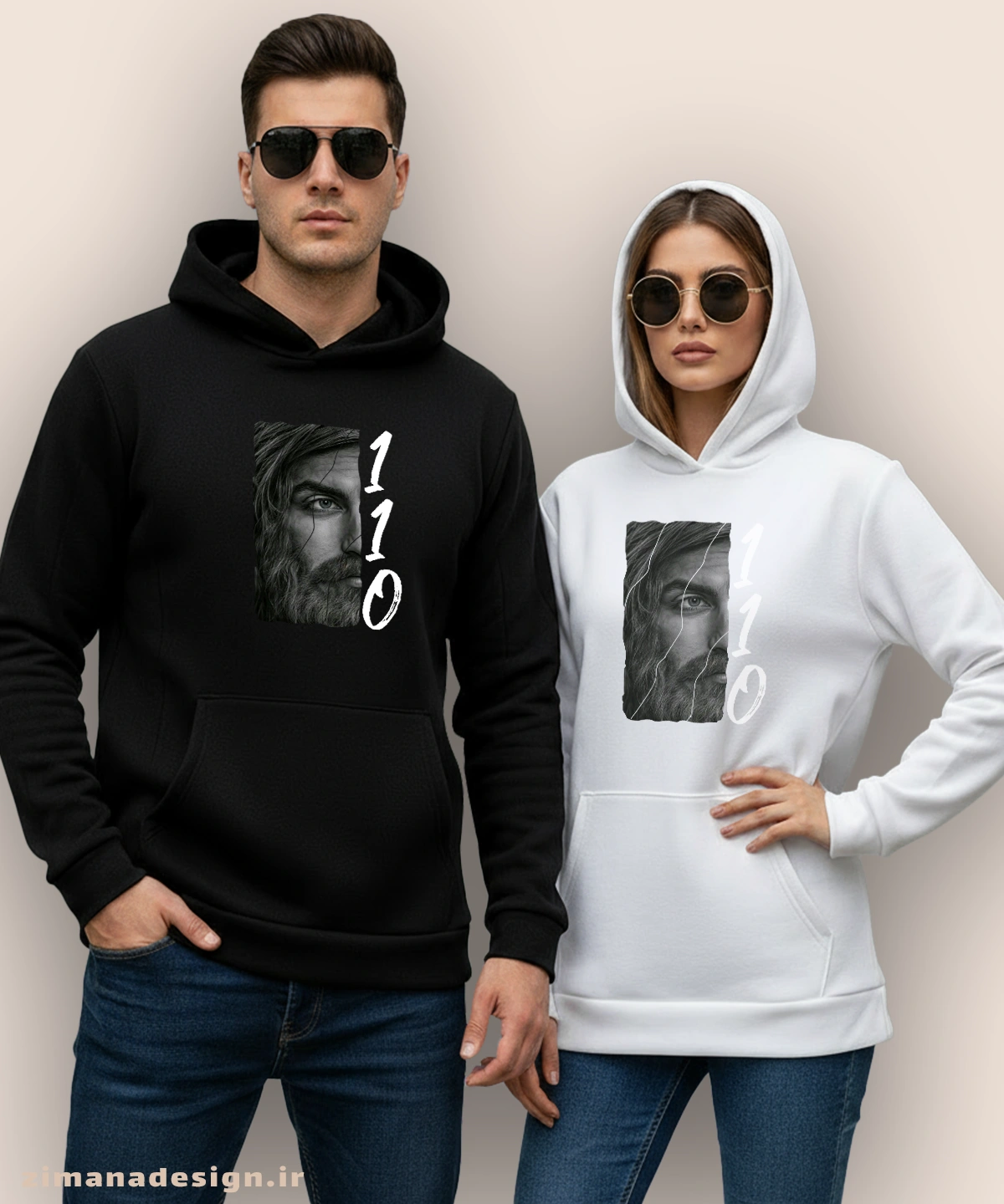 zimanaproduct-1080-h-bw2 هودی مردانه و زنانه مذهبی طرح حضرت علی 110 کد 1080 - Image 1